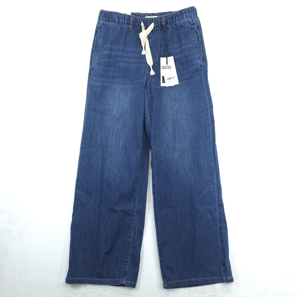 OAT Cloud Luxe Denim High Rise Wide Leg Jeans Blue Womens Size 4/27 NWT